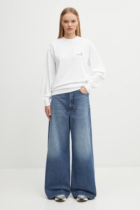 Carhartt WIP longsleeve bawełniany W' L/S American Script T-Shirt I035466.02XX biały