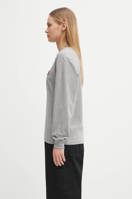 Carhartt WIP longsleeve bawełniany W' L/S Heart Patch T-Shirt I035469.39NXX szary AW25