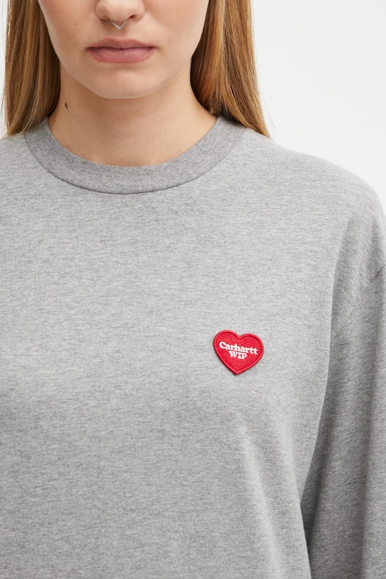 Carhartt WIP longsleeve bawełniany W' L/S Heart Patch T-Shirt szary I035469.39NXX