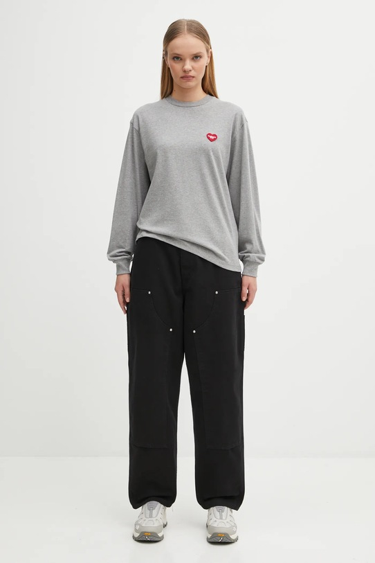 Carhartt WIP longsleeve bawełniany W' L/S Heart Patch T-Shirt I035469.39NXX szary