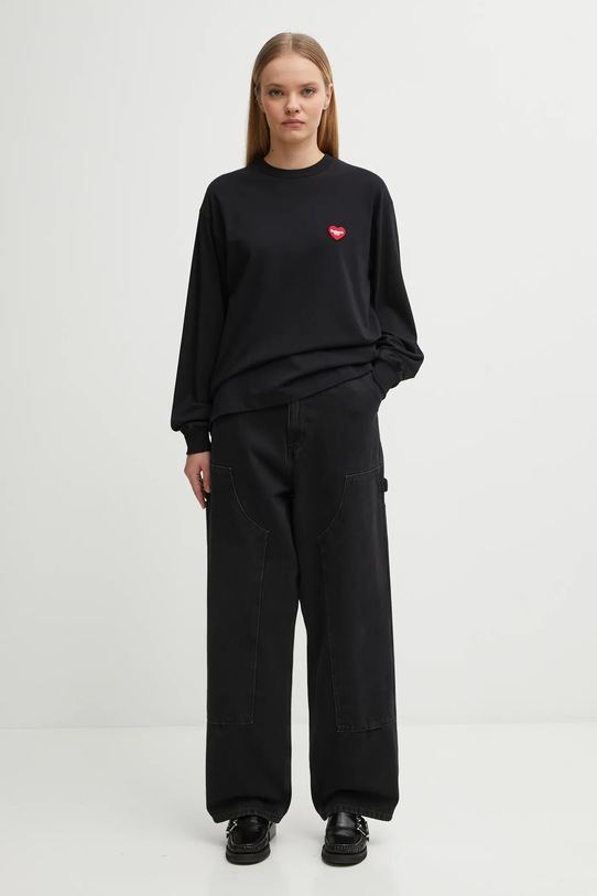 Carhartt WIP longsleeve bawełniany W' L/S Heart Patch T-Shirt I035469.1V2XX czarny