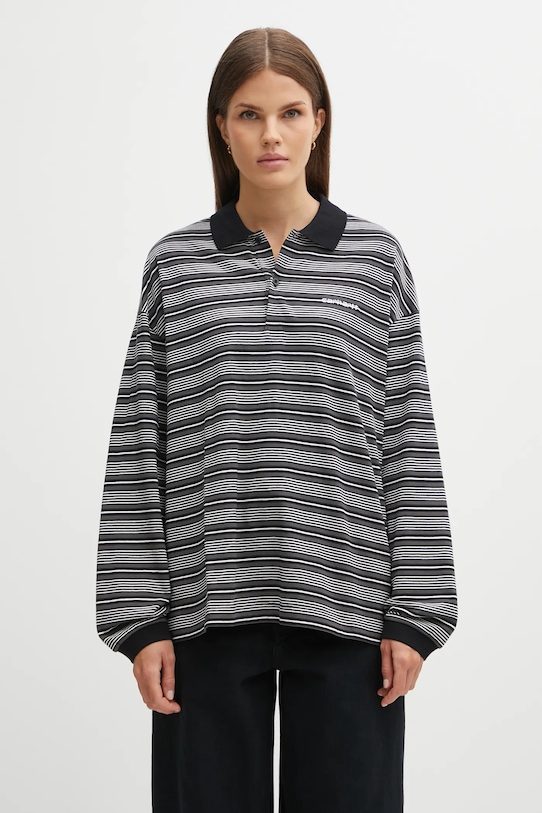 Carhartt WIP top a maniche lunghe in cotone W' L/S Largo Polo T-Shirt rilassato grigio I035530.37FXX