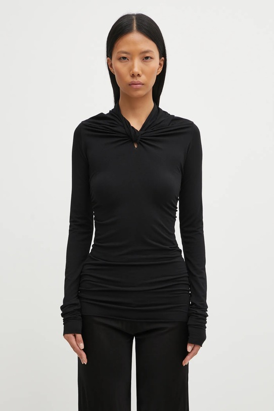 Rick Owens Lilies bluzka z dodatkiem kaszmiru Kairo regular czarny LI02E3212.JBWS