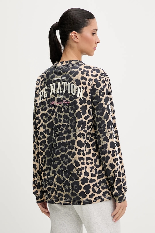 Odzież P.E Nation longsleeve bawełniany 254L067.LEOP brązowy