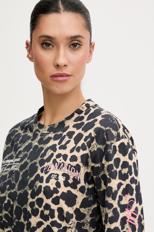 P.E Nation longsleeve bawełniany brązowy 254L067.LEOP