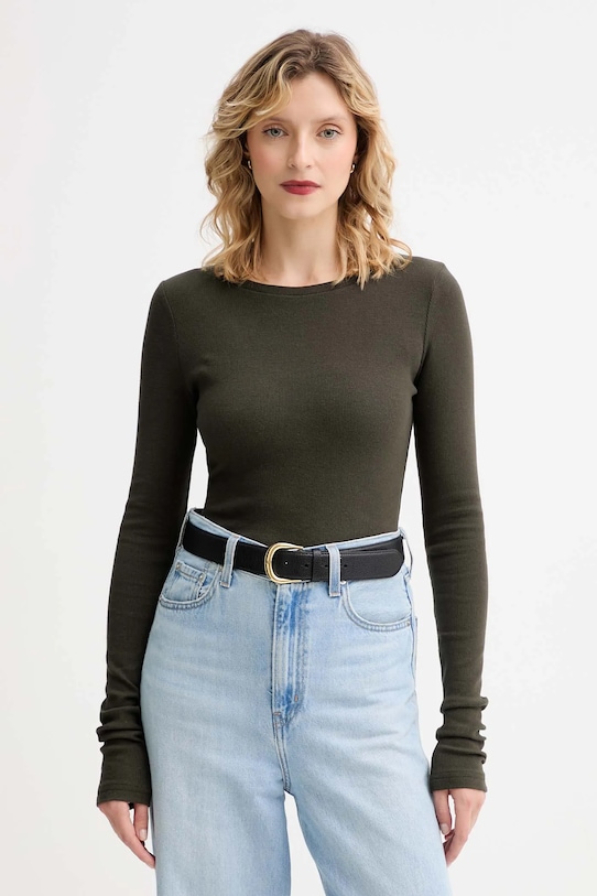 MUUV. longsleeve MUUV. x Answear uni verde LONGSLEEV.SLIMFIT.LINEA