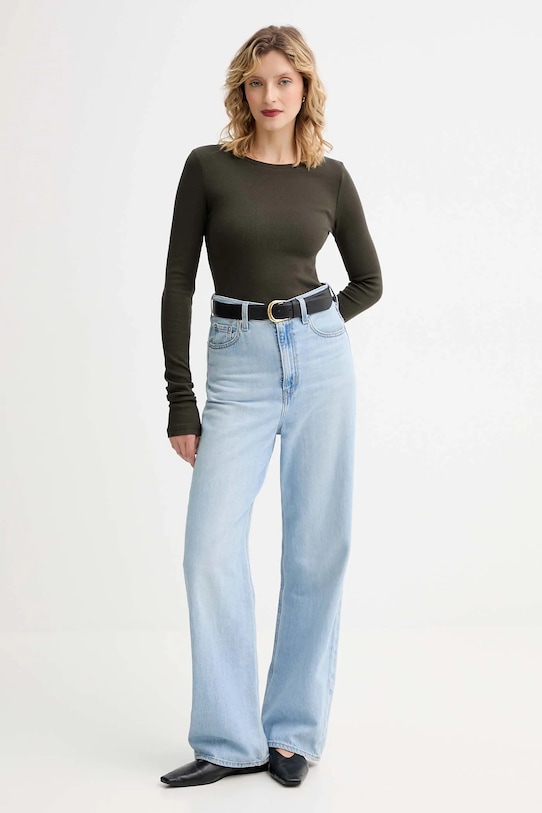 MUUV. longsleeve MUUV. x Answear LONGSLEEV.SLIMFIT.LINEA verde AW25
