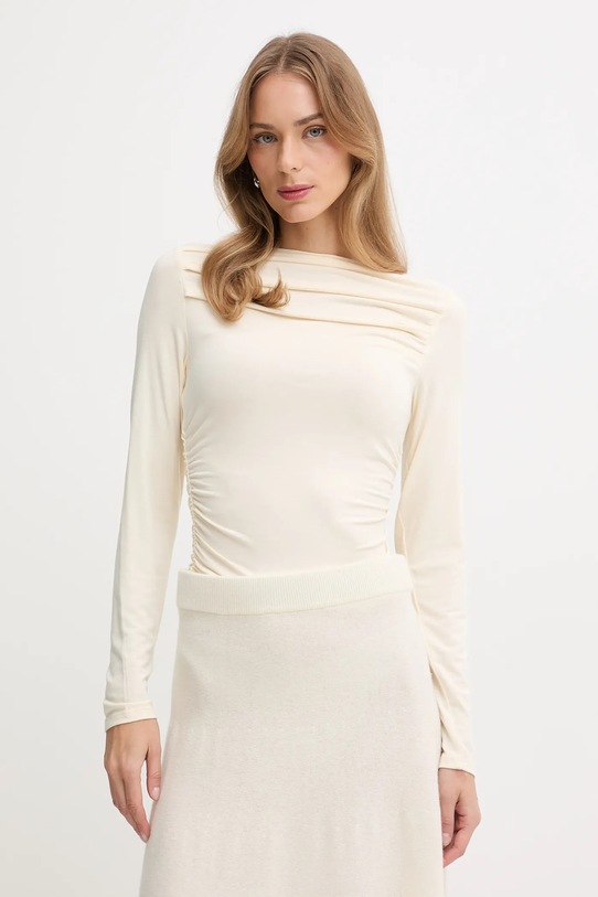 United Colors of Benetton longsleeve z elastanem beżowy 37UKD10BA