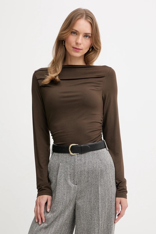 United Colors of Benetton longsleeve z elastanem brązowy 37UKD10BA