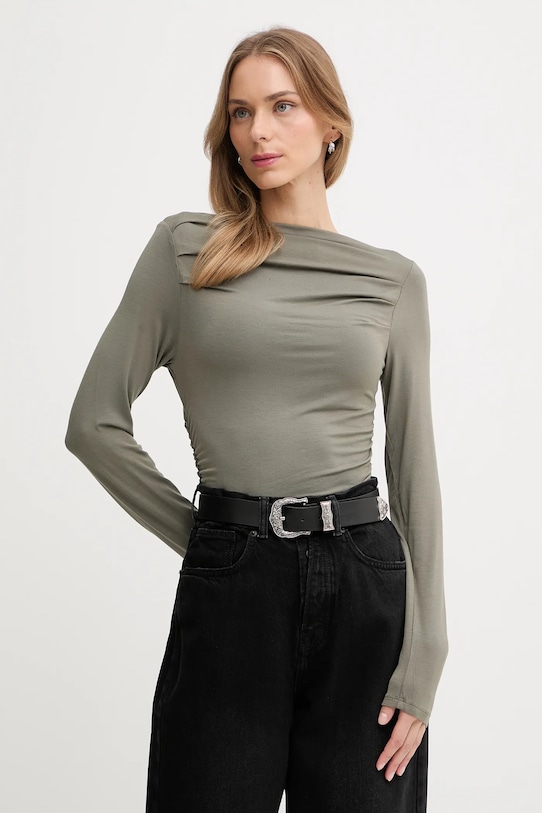 United Colors of Benetton longsleeve z elastanem zielony 37UKD10BA