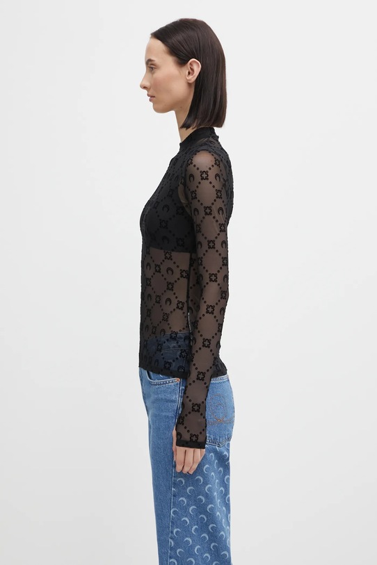 Marine Serre bluzka Moonogram Mesh Flock WTO388ACJER0005 czarny AW25