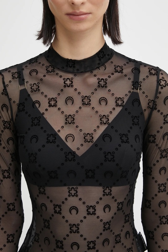 Marine Serre bluzka Moonogram Mesh Flock czarny WTO388ACJER0005