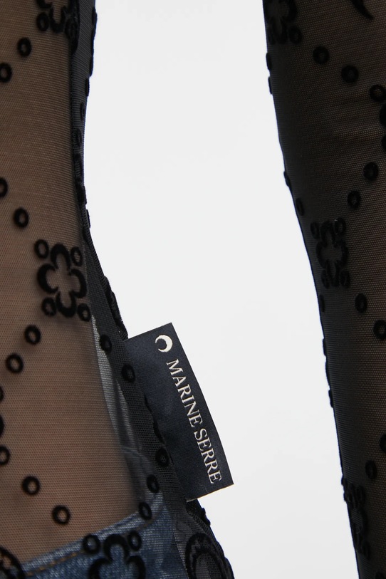 Marine Serre bluzka Moonogram Mesh Flock WTO388ACJER0005 czarny