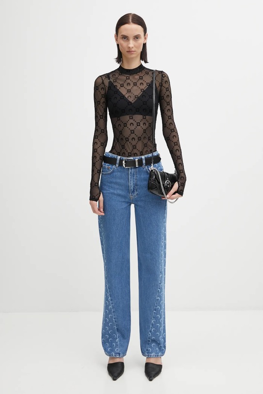 Marine Serre bluzka Moonogram Mesh Flock WTO388ACJER0005