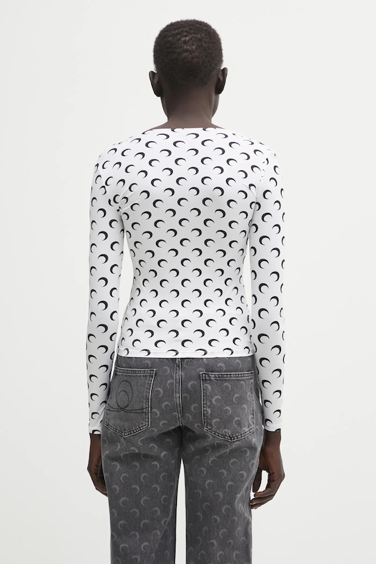 Odzież Marine Serre longsleeve Moon Printed Jersey WTS017ACJER0001 biały