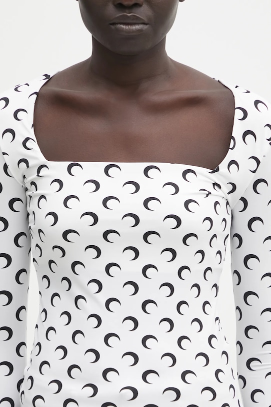 Marine Serre longsleeve Moon Printed Jersey biały WTS017ACJER0001