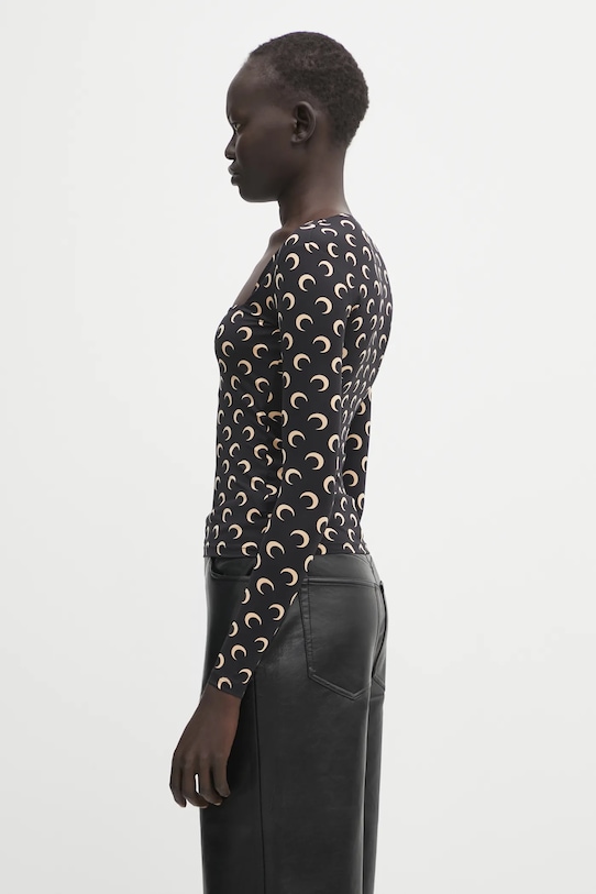 Marine Serre longsleeve Moon Printed Jersey WTS017ACJER0001 czarny AW25