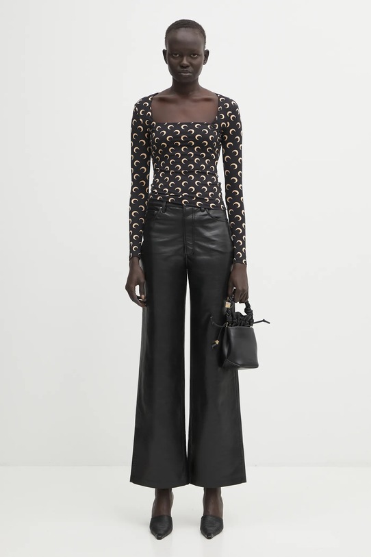 Marine Serre longsleeve Moon Printed Jersey WTS017ACJER0001 czarny