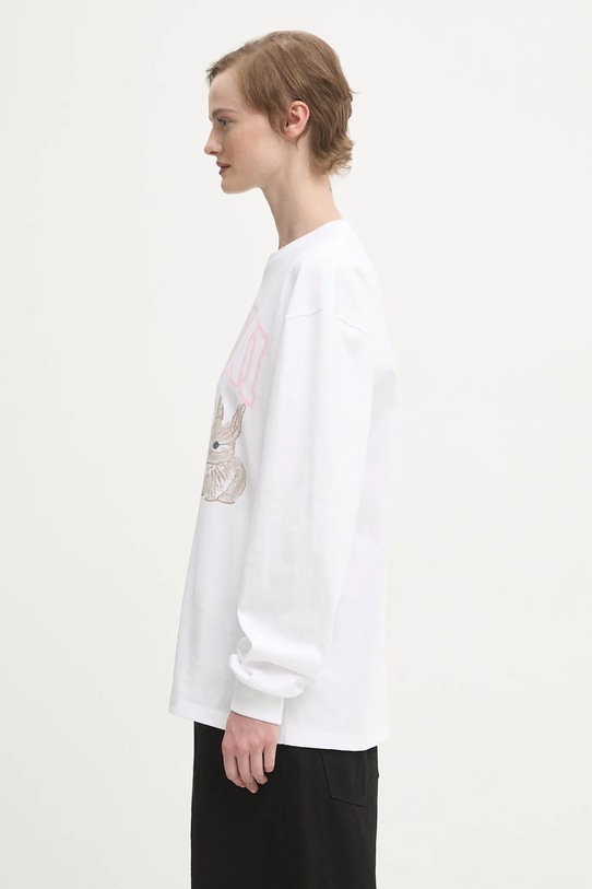 GANNI longsleeve bawełniany Re-cut Heavy Jersey Animals T4275 biały AW25