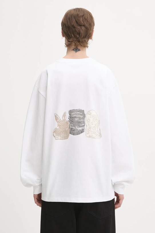 Odzież GANNI longsleeve bawełniany Re-cut Heavy Jersey Animals T4275 biały