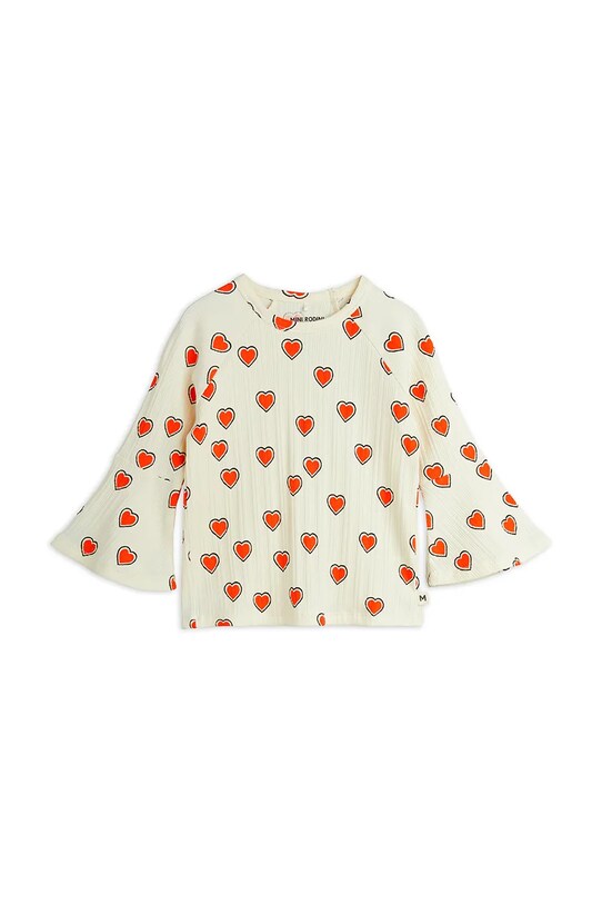 Mini Rodini longsleeve din bumbac pentru copii Outlined hearts cu modele bej 2562010611