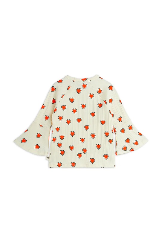 Mini Rodini longsleeve din bumbac pentru copii Outlined hearts 2562010611 bej AW25