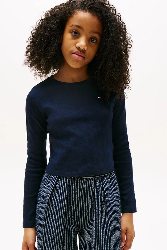 Хлопковый лонгслив Tommy Hilfiger с эластаном тёмно-синий KG0KG08631.9BYA
