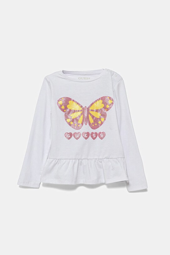 Guess longsleeve din bumbac pentru bebeluși print alb A5YI01.K6YW4.9BYA