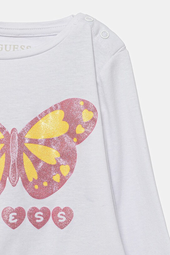 Fete Guess longsleeve din bumbac pentru bebeluși A5YI01.K6YW4.9BYA alb