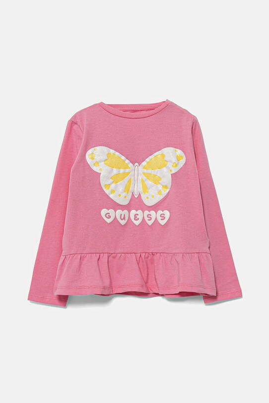 Guess longsleeve din bumbac pentru bebeluși print roz A5YI01.K6YW4.9BYA
