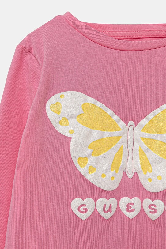 Fete Guess longsleeve din bumbac pentru bebeluși A5YI01.K6YW4.9BYA roz