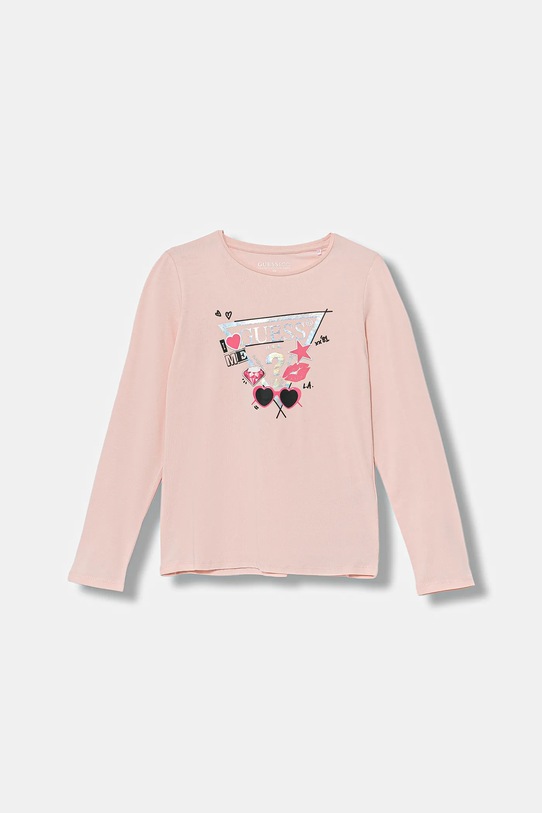 Guess longsleeve dziecięcy pozostałe różowy J5YI01.K6YW4.9BYA