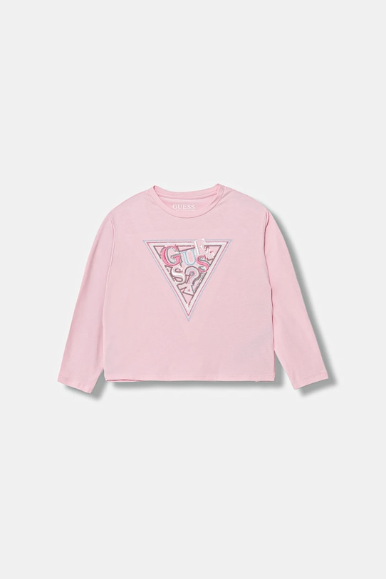 Dětské tričko s dlouhým rukávem Guess s elastanem růžová J5YI15.K6YW4.9BYA