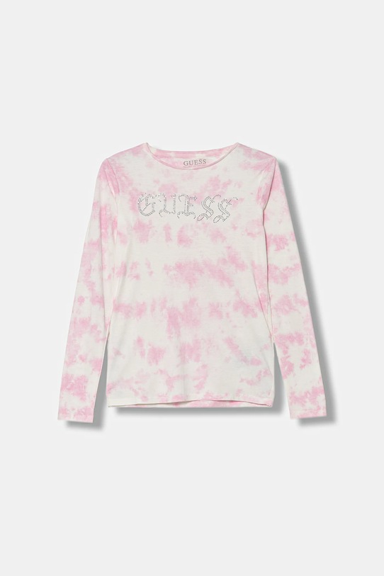 Guess longsleeve bawełniany dziecięcy wzorzyste różowy J5YI16.K8HM4.9BYA