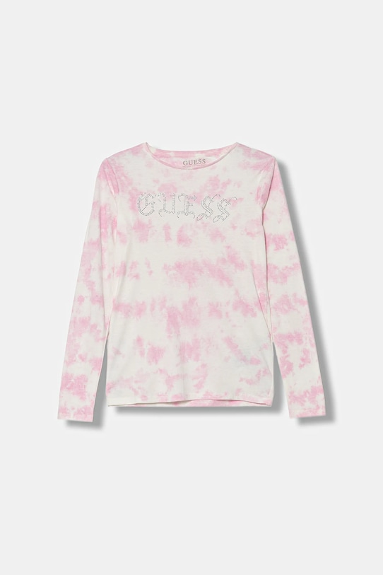 Guess longsleeve din bumbac pentru copii imprimeu roz J5YI16.K8HM4.9BYA