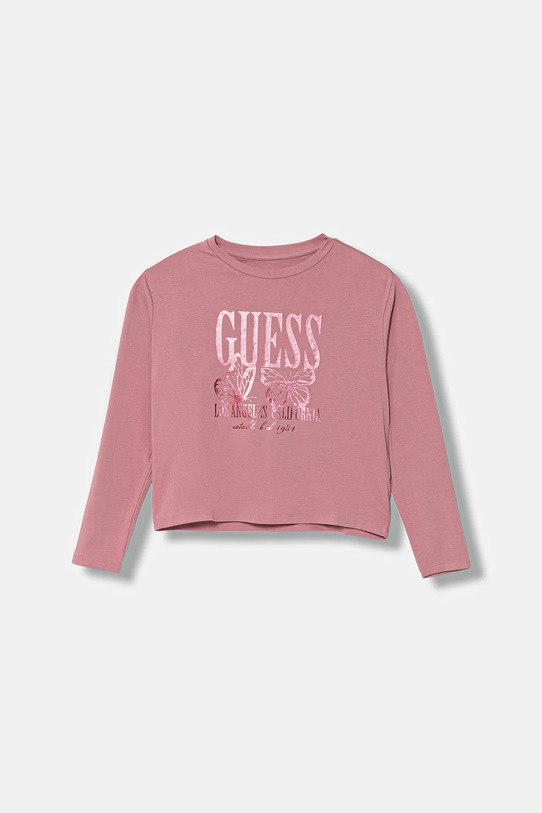 Guess longsleeve dziecięcy z elastanem różowy J5YI32.K6YW4.9BYA