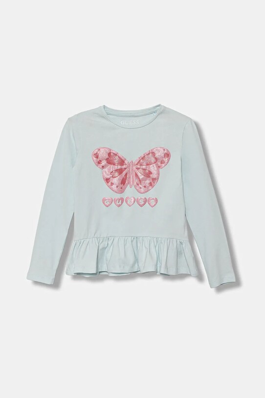 Guess longsleeve bawełniany dziecięcy z elastanem niebieski K5YI08.K6YW4.9BYA