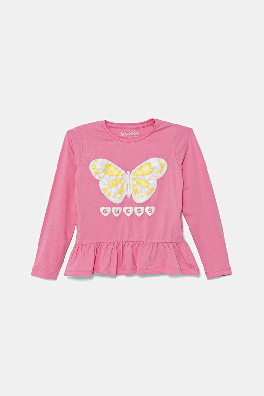 Дитячий бавовняний лонгслів Guess з еластаном рожевий K5YI08.K6YW4.9BYA