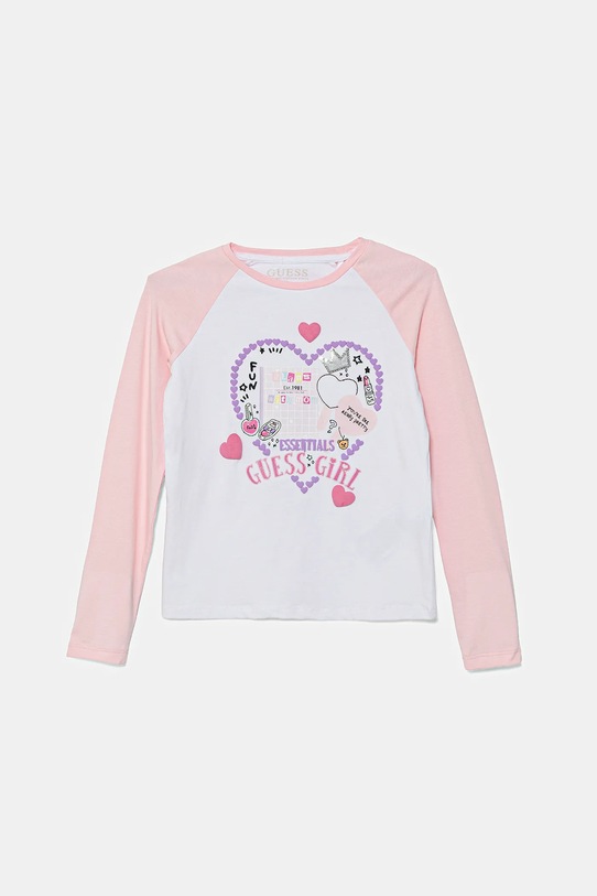 Guess longsleeve dziecięcy z elastanem różowy K5YI09.K6YW4.9BYA