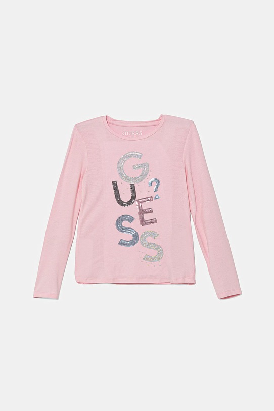 Guess longsleeve dziecięcy aplikacja różowy K5YI26.KAPO0.9BYA