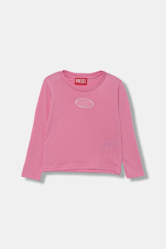 Diesel longsleeve bawełniany dziecięcy TIVALSYLS T-SHIRT aplikacja różowy J02431