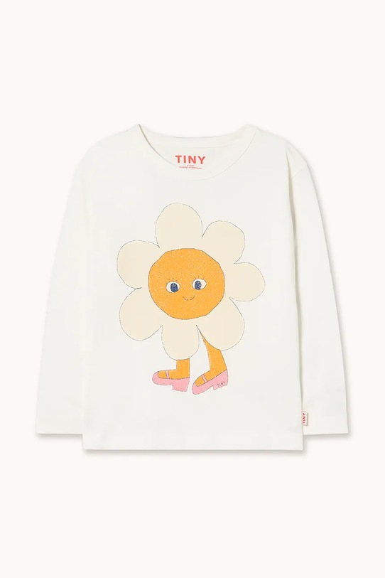 Tinycottons longsleeve bawełniany dziecięcy FLOWER GRAPHIC SLEEVE TEE nadruk biały AW25.307
