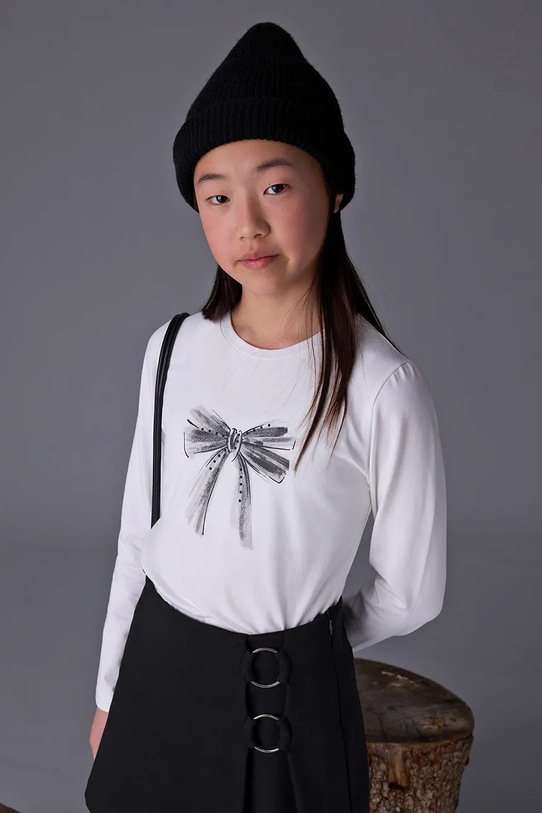 Mayoral longsleeve din bumbac pentru copii print alb 830.8A.Junior.9BYA