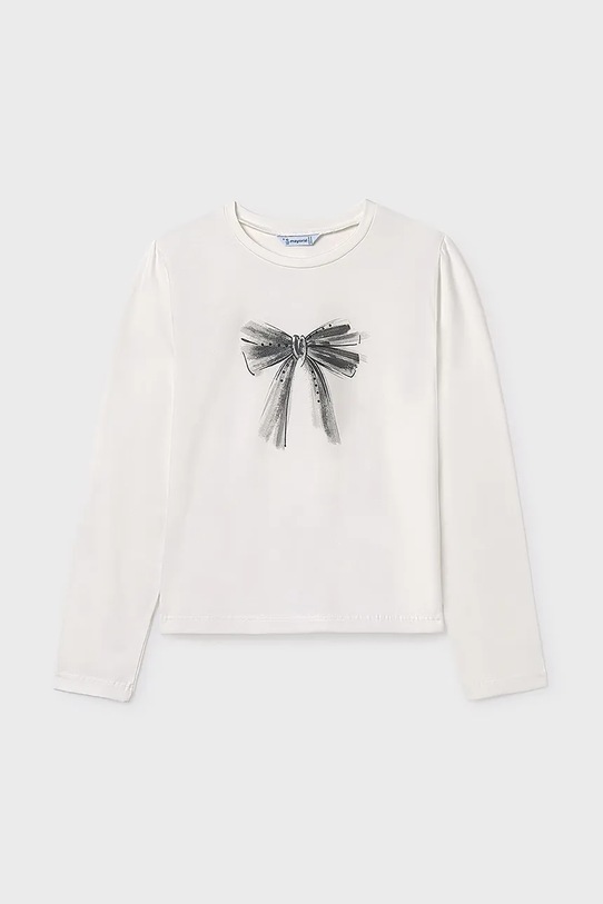 Mayoral longsleeve din bumbac pentru copii 830.8A.Junior.9BYA alb AW25