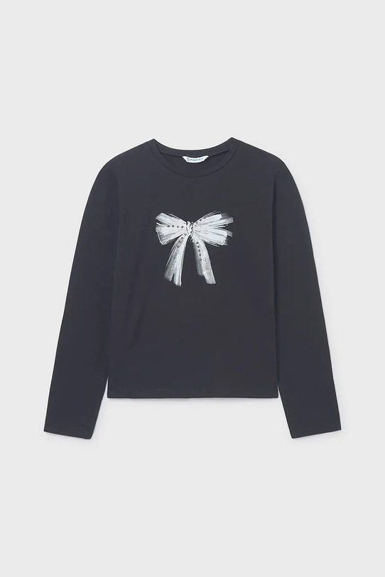 Mayoral longsleeve bawełniany dziecięcy z elastanem czarny 830.8A.Junior.9BYA