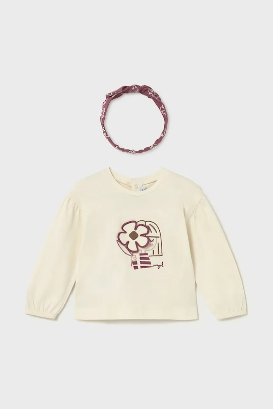Mayoral longsleeve bawełniany okrągły różowy 2078.4G.Baby.9BYA