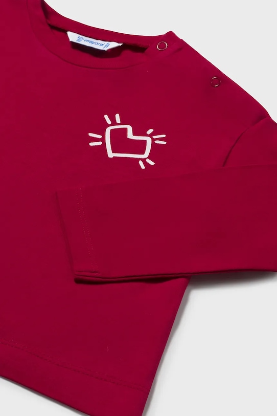 DÍVKA Kojenecké tričko s dlouhým rukávem Mayoral 2079.4H.Baby.9BYA červená