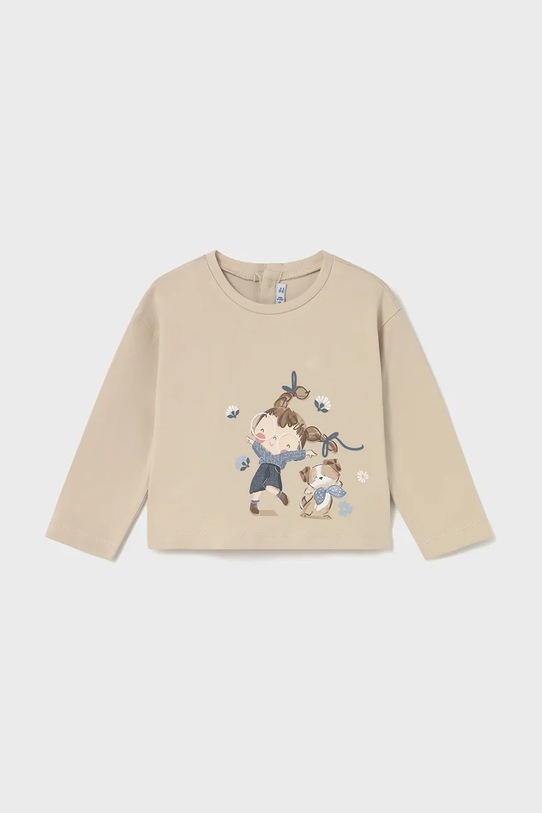 Mayoral longsleeve bawełniany dziecięcy z elastanem beżowy 2082.4L.Baby.9BYA