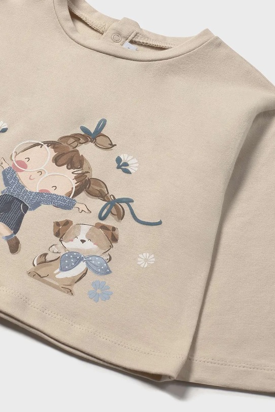 Dziewczynka Mayoral longsleeve bawełniany dziecięcy 2082.4L.Baby.9BYA beżowy