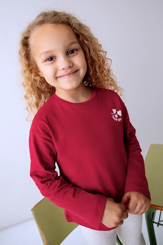 Mayoral longsleeve bawełniany dziecięcy 4005.6C.Mini.9BYA czerwony